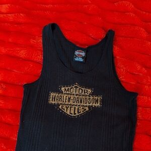 Harley-Davidson Black Tank with Gold Studded Logo